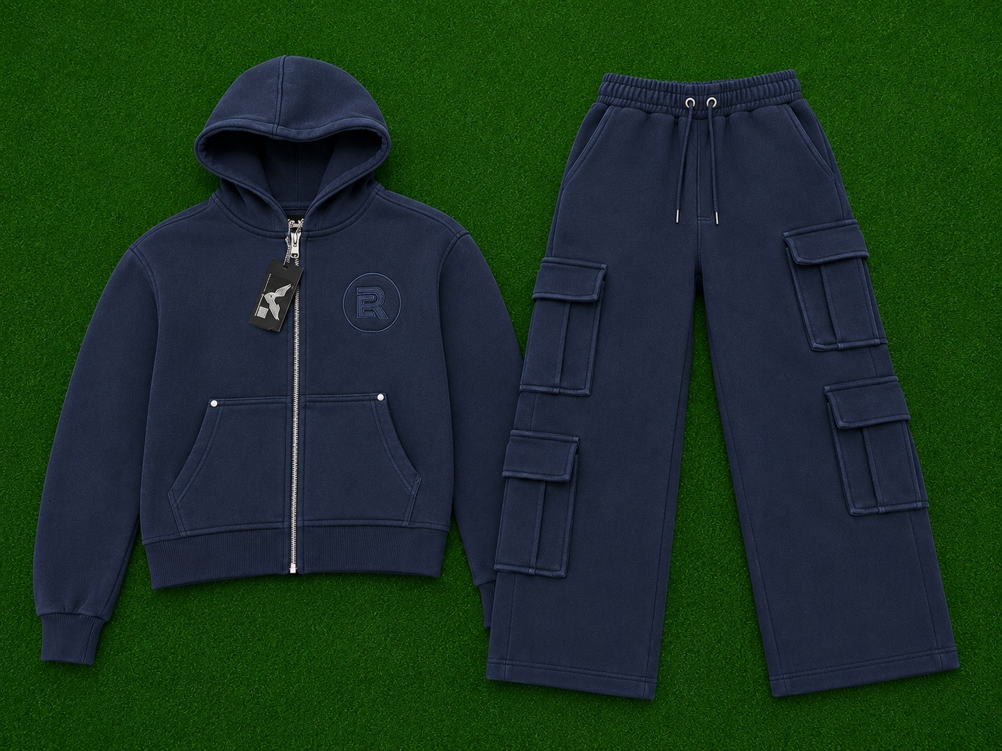 Faded Navy “Vintage” Hoodie Set