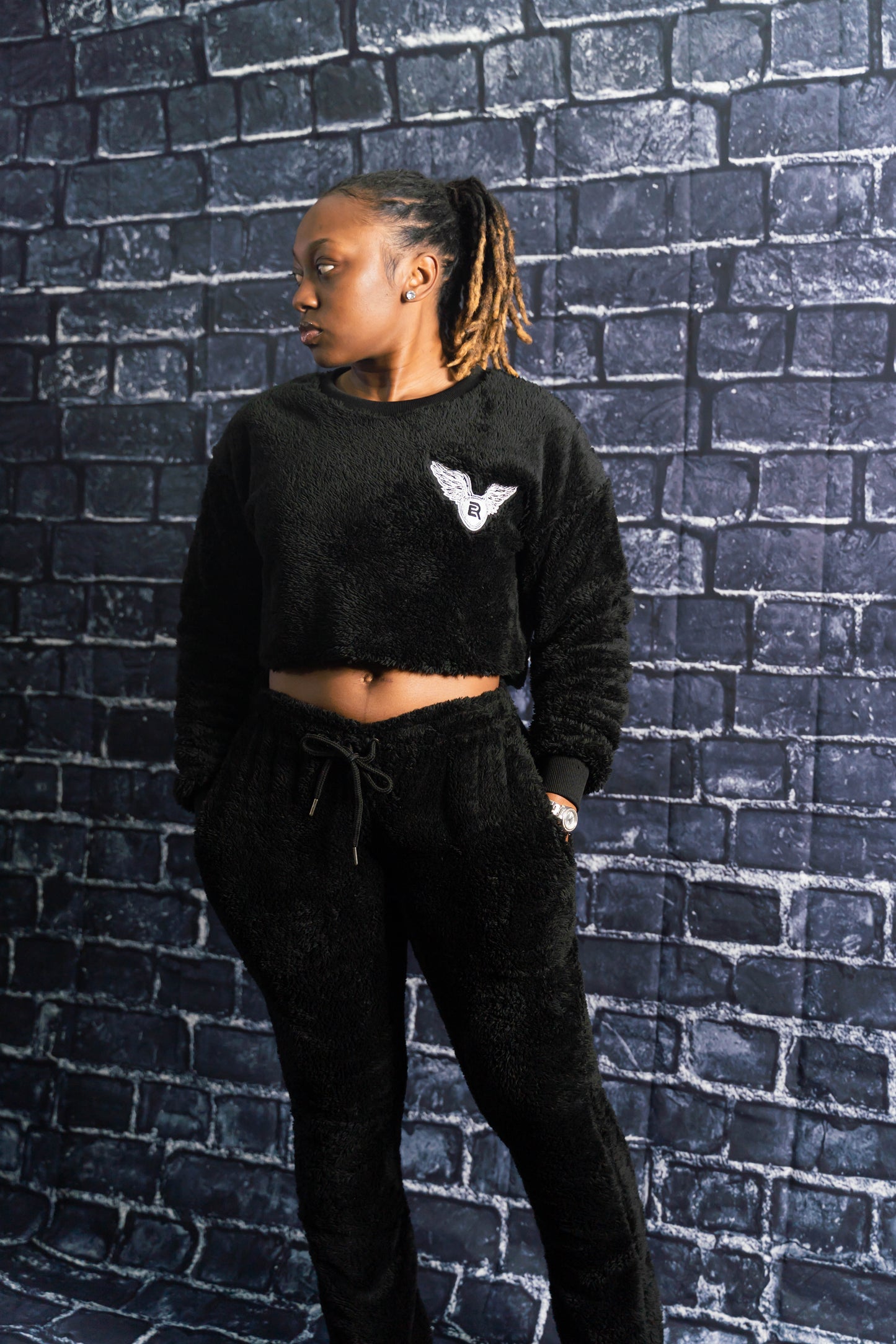 Blackout Fur Croptop Set